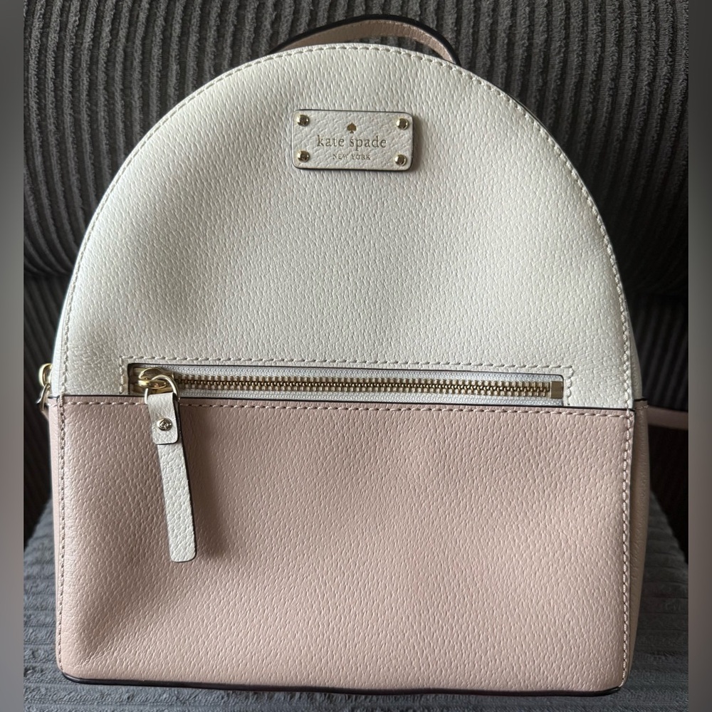 Kate Spade Sammi Grove Street Leather Backpack Carry Bag Rose Cement Rg $299